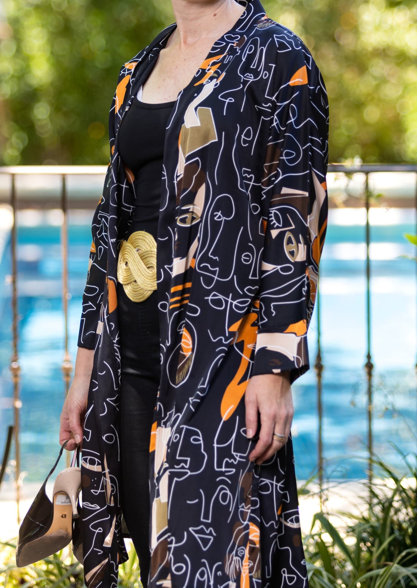 Gin and Tonic black Geometric Kimono